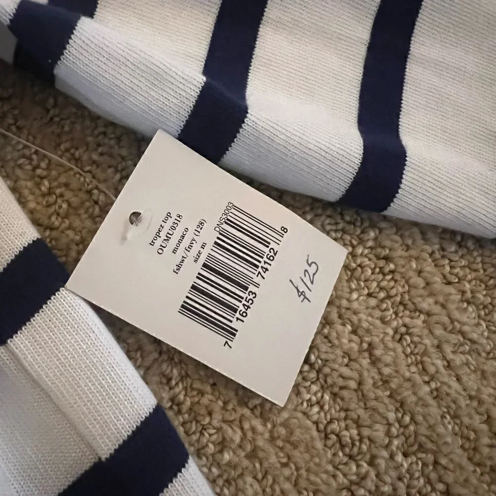 Kate Spade Blue and White Striped Box Tropez Top